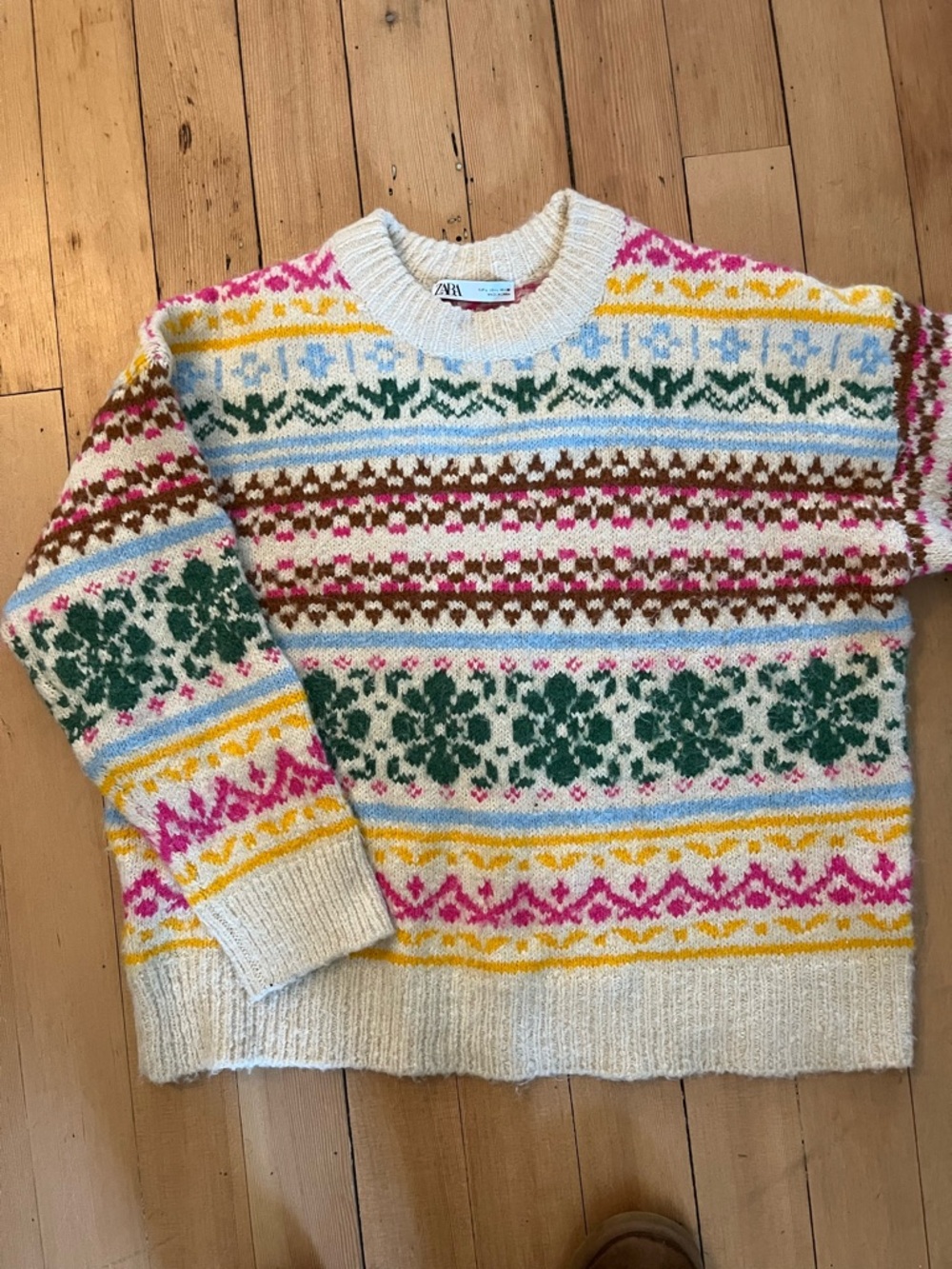 Zara Cream Fair Isle Multicolored  Accents